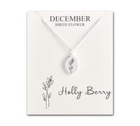 Philip Jones December Birth Flower Holly Berry Necklace with Card