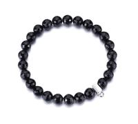 Philip Jones Faceted Black Onyx Gemstone Charm Stretch Bracelet