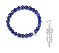 Philip Jones Faceted Lapis Gemstone Bracelet with Dream Catcher Charm Created with Zircondia® Crystals