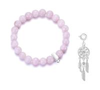 Philip Jones Faceted Rose Quartz Gemstone Bracelet with Dream Catcher Charm Created with Zircondia® Crystals
