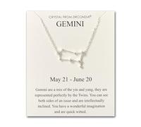 Philip Jones Gemini Star Sign Zodiac Constellation Necklace and Quote Card with Zircondia® Crystals