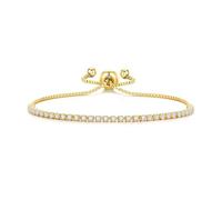 Philip Jones Gold Plated 2mm Adjustable Tennis Bracelet Created with Zircondia® Crystals