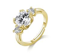 Philip Jones Gold Plated Adjustable Three Stone Ring Created with Zircondia® Crystals