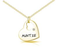 Philip Jones Gold Plated Auntie Heart Necklace Created with Zircondia® Crystals