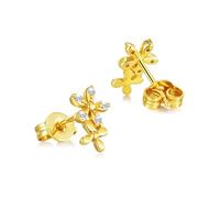 Philip Jones Gold Plated Flower Earrings Created with Zircondia® Crystals