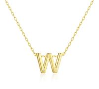 Philip Jones Gold Plated Initial Necklace Letter W Created with Zircondia® Crystals