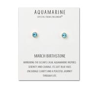 Philip Jones Gold Plated March (Aquamarine) Birthstone Earrings Created with Zircondia® Crystals