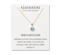 Philip Jones Gold Plated March (Aquamarine) Birthstone Necklace Created with Zircondia® Crystals