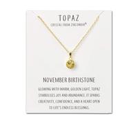 Philip Jones Gold Plated November (Topaz) Birthstone Necklace Created with Zircondia® Crystals