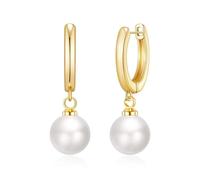 Philip Jones Gold Plated Pearl Drop Hoop Earrings
