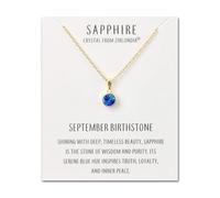 Philip Jones Gold Plated September (Sapphire) Birthstone Necklace Created with Zircondia® Crystals