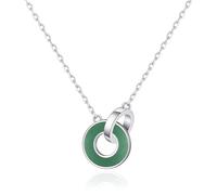Philip Jones Green Aventurine Gemstone Circle Link Necklace