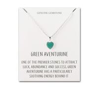 Philip Jones Green Aventurine Gemstone Heart Necklace with Quote Card