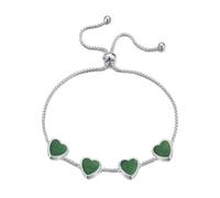 Philip Jones Green Aventurine Gemstone Multi Heart Friendship Slider Bracelet