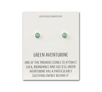 Philip Jones Green Aventurine Stud Earrings with Quote Card