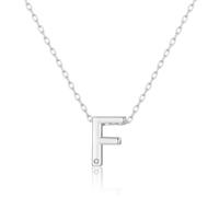 Philip Jones Initial Necklace Letter F Created with Zircondia® Crystals