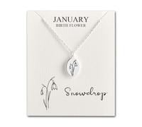 Philip Jones January Birth Flower Snowdrop Necklace with Card