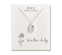 Philip Jones July Birth Flower Water Lily Necklace with Card