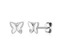 Philip Jones Kid's Sterling Silver Butterfly Earrings Created with Zircondia® Crystals
