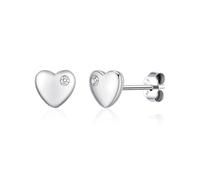Philip Jones Kid's Sterling Silver Heart Earrings Created with Zircondia® Crystals