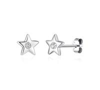 Philip Jones Kid's Sterling Silver Star Earrings Created with Zircondia® Crystals