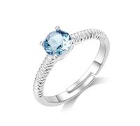 Philip Jones Light Blue Adjustable Crystal Ring Created with Zircondia® Crystals