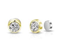 Philip Jones Men's 18k Gold Plated 6mm Magnetic Clip On Earrings Created with Zircondia® Crystals