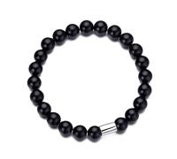 Philip Jones Men's Black Onyx Gemstone Stretch Bracelet