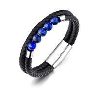 Philip Jones Men's Lapis Genuine Leather Bracelet