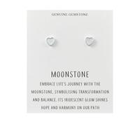 Philip Jones Moonstone Heart Stud Earrings with Quote Card