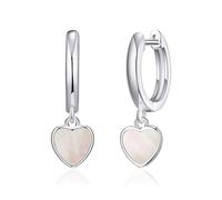 Philip Jones Mother of Pearl Gemstone Heart Charm Hoop Earrings