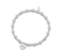 Philip Jones Nanny Heart Charm Beaded Stretch Bracelet