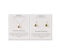 Philip Jones November (Topaz) Birthstone Necklace & Drop Earrings Set Created with Zircondia® Crystals