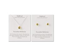 Philip Jones November (Topaz) Birthstone Necklace & Earrings Set Created with Zircondia® Crystals