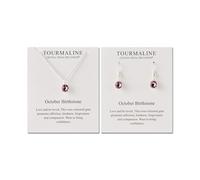 Philip Jones October (Tourmaline) Birthstone Necklace & Drop Earrings Set Created with Zircondia® Crystals