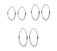 Philip Jones Pack of 3 Silver Plated 20mm, 30mm & 40mm Hoop Earrings