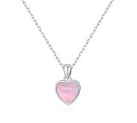 Philip Jones Pink Mother of Pearl Gemstone Heart Necklace