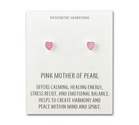 Philip Jones Pink Mother of Pearl Heart Stud Earrings with Quote Card