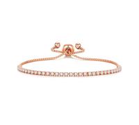 Philip Jones Rose Gold Plated 2mm Adjustable Tennis Bracelet Created with Zircondia® Crystals