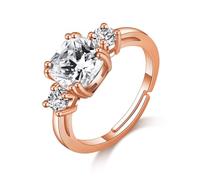 Philip Jones Rose Gold Plated Adjustable Three Stone Ring Created with Zircondia® Crystals