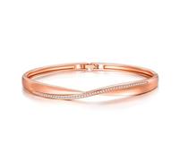 Philip Jones Rose Gold Plated Arc Bangle Created with Zircondia® Crystals (7 Inch)
