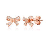 Philip Jones Rose Gold Plated Bow Earrings Created with Zircondia® Crystals