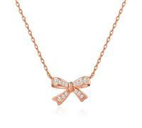 Philip Jones Rose Gold Plated Bow Necklace Created with Zircondia® Crystals