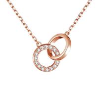 Philip Jones Rose Gold Plated Circle Link Necklace Created with Zircondia® Crystals