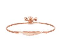 Philip Jones Rose Gold Plated Feather Friendship Slider Bracelet Created with Zircondia® Crystals