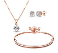 Philip Jones Rose Gold Plated Friendship Set Created with Zircondia® Crystals