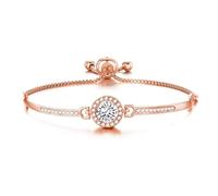 Philip Jones Rose Gold Plated Halo Friendship Slider Bracelet Created with Zircondia® Crystals