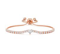 Philip Jones Rose Gold Plated Heart Solitaire Friendship Slider Bracelet Created with Zircondia® Crystals