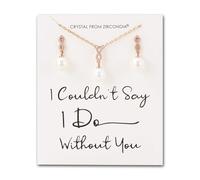 Philip Jones Rose Gold Plated I Couldn't Say I Do Without You Infinity Pearl Drop Bridal Set with Zircondia® Crystals