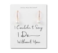 Philip Jones Rose Gold Plated I Couldn't Say I Do Without You Pearl Drop Bridal Earrings Created with Zircondia® Crystals